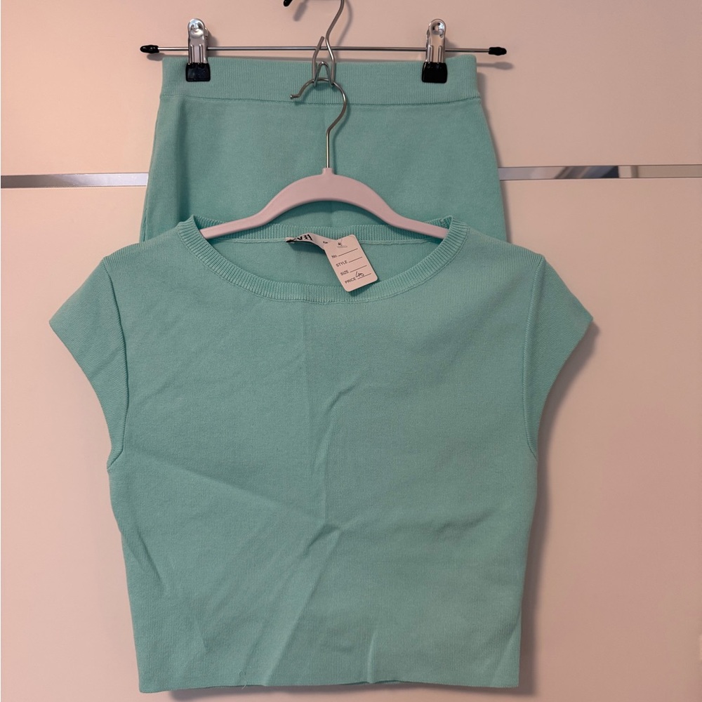 Mint Green Crop Top and Short Set